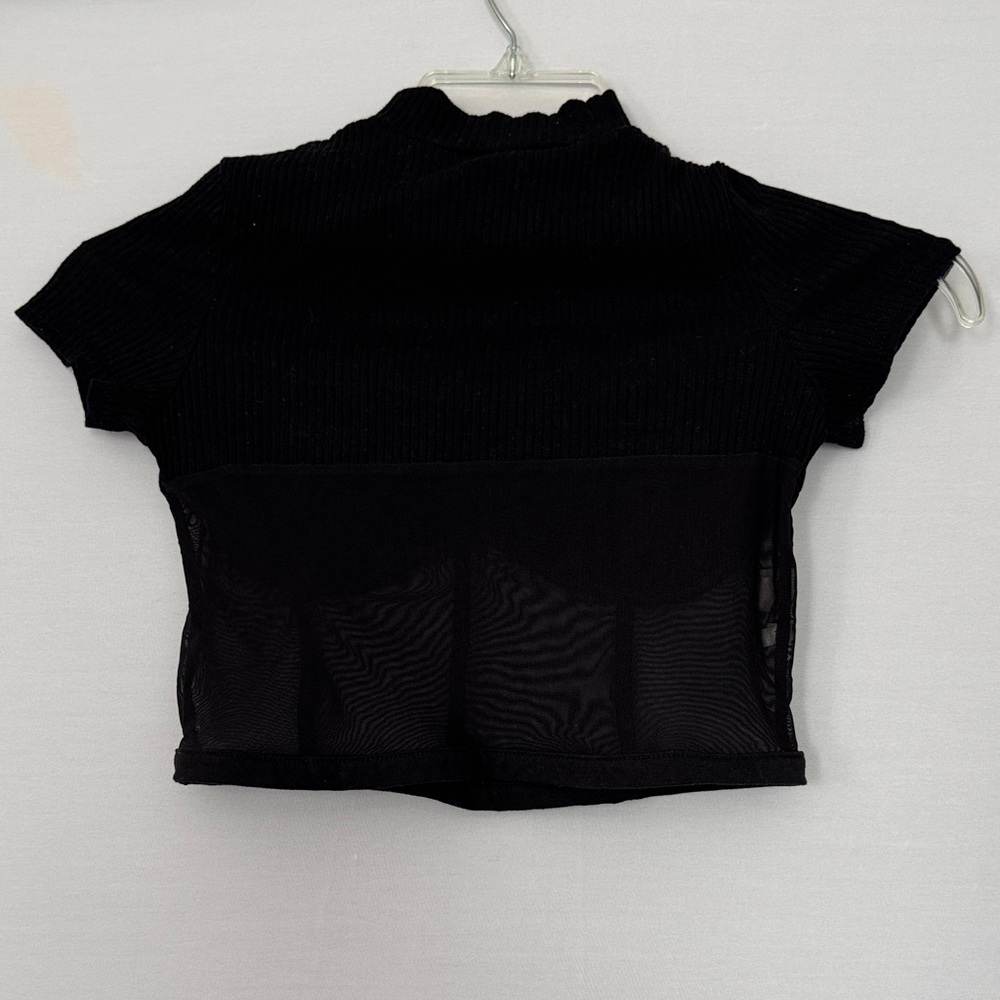 Black Ribbed Crop Top - Picture 3 of 3